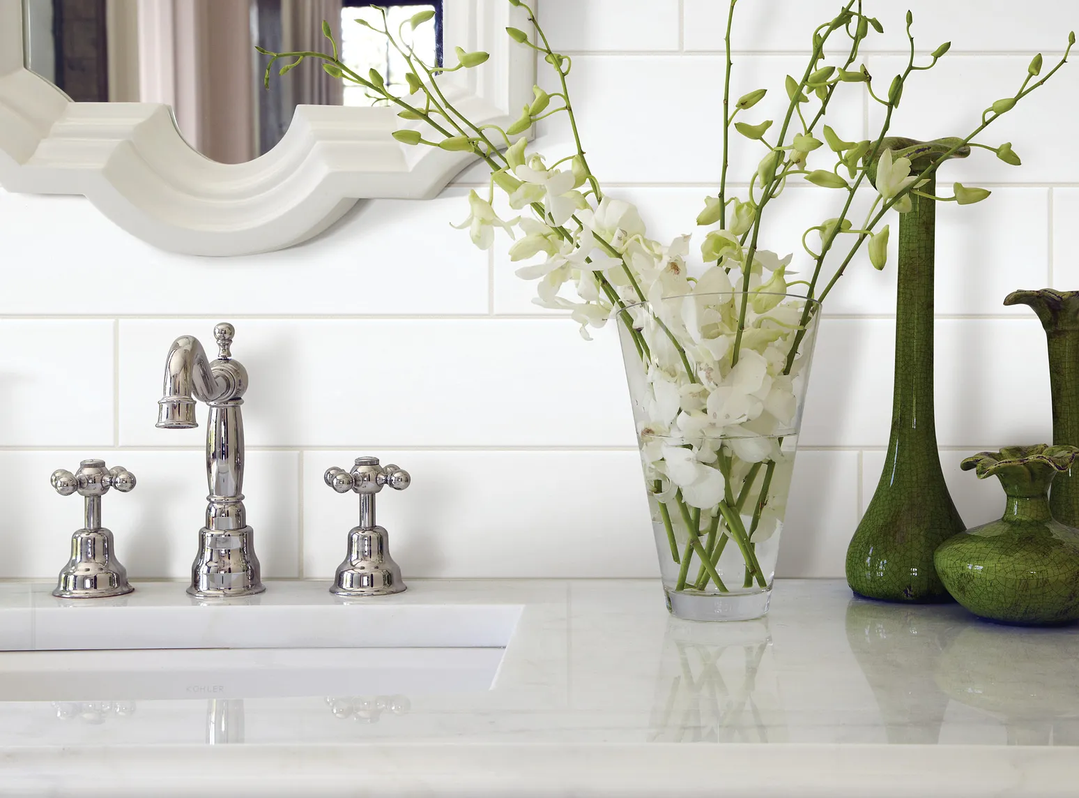 Porcelain and ceramic tile installation in Charlotte NC bathroom with modern fixtures